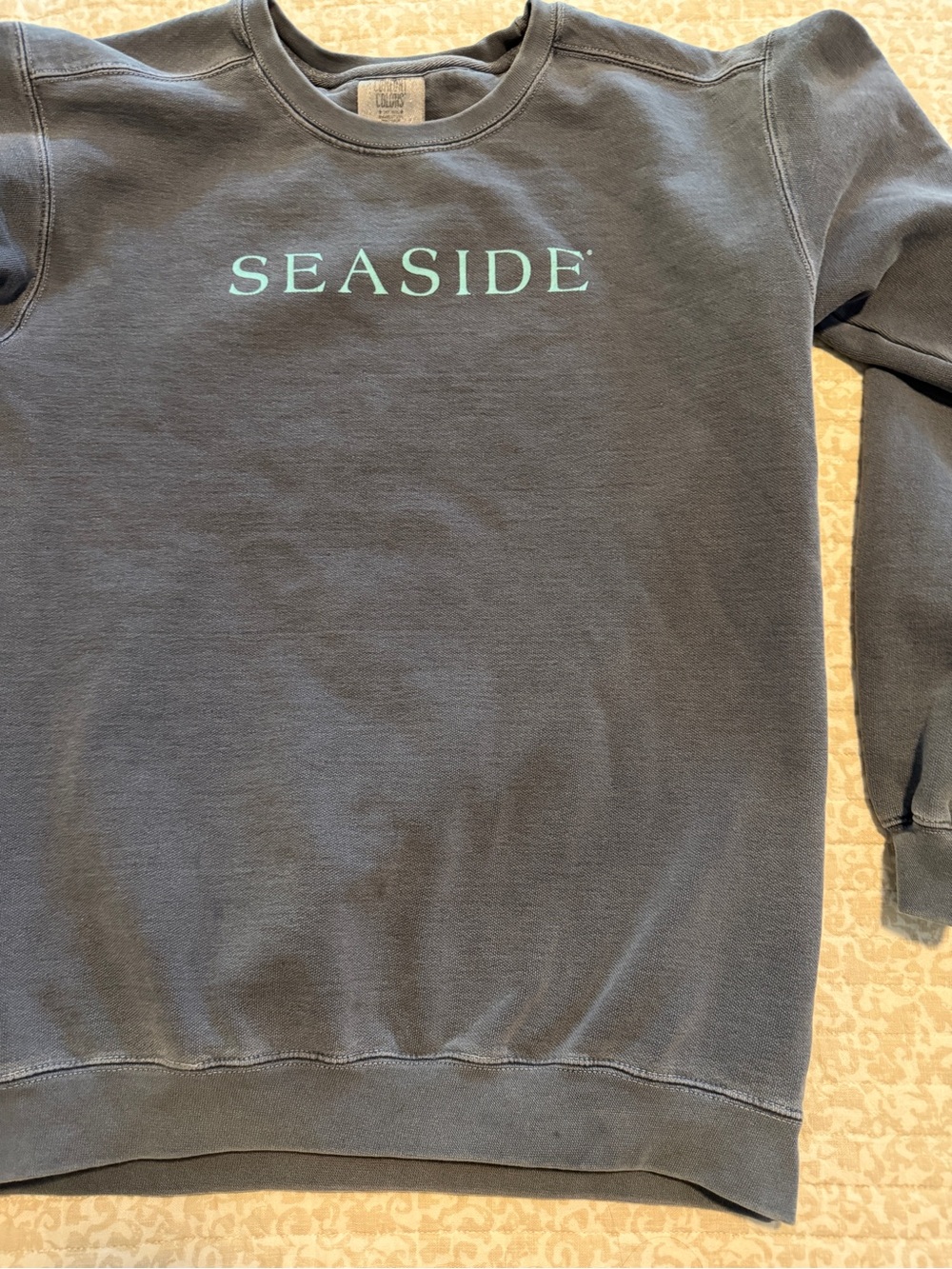 SEASIDE Graphic Crewneck Sweatshirt - Slate Blue with Teal Print - Picture 6 of 6